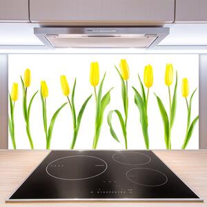 Skleněné obklady do kuchyně Žluté Tulipány Květiny 120x60 cm