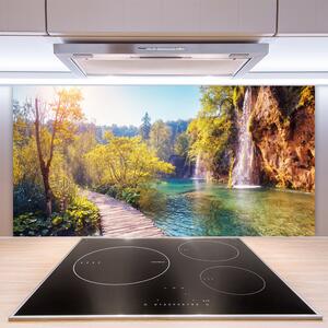 Skleněné obklady do kuchyně Jezero Krajina Vodopád 125x50 cm
