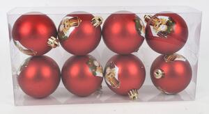 DUE ESSE Set 8 ks vánočních červených koulí s Louskáčkem / červená / Ø 7 cm