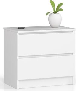 Komoda se dvma zásuvkami, elegantní, pro minimalistické interiéry, 60x40x55cm, obývací pokoj, lonice, pedsí, skí, píborník, vysoká skí, spousta úloného prostoru, bílá