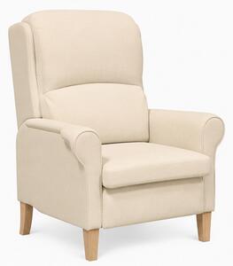 Křeslo relaxační, odpočinkové, ušák, dřevo/textil, 101x95x75 cm, přírodní/krémová, Dekorino KR20260040