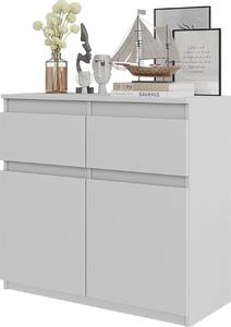 FURNICA - NOAH - Komoda se 2 zásuvkami a 2 dvíky - bílá matná V75cm 80cm H35cm