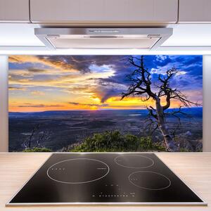 Skleněné obklady do kuchyně Strom Zápas Slunce 125x50 cm