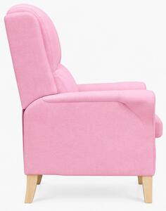 Relaxační křeslo, odpočinkové, ušák, dřevo/textil, 101x95x75 cm, přírodní/růžová, Dekorino KR20260044
