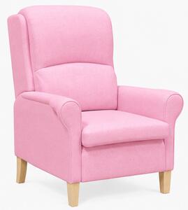 Relaxační křeslo, odpočinkové, ušák, dřevo/textil, 101x95x75 cm, přírodní/růžová, Dekorino KR20260044