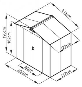 Zahradní domek ARES A 2,71 m² antracit + podlahová konstrukce ARES A IWH-10230001 + IWH-10240001