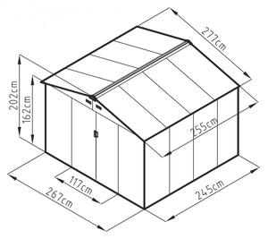 Zahradní domek ARES D 7,06 m² antracit + podlahová konstrukce ARES D IWH-10230004 + IWH-10240004