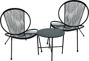 Progarden | Sada zahradního nábytku - 3-dílná - erná - moderní design - odolná proti povtrnostním vlivm a elegantní