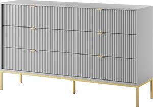 Komoda: 6 zásuvek, edá, zlaté nohy, 154 x 39 x 83 cm