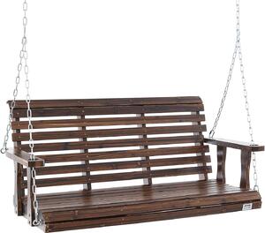 VEVOR Hollywoodská houpaka z cedrového deva, 1370x710x600mm, houpaka na terasu a zahradu, zvýená nosnost cca 400 kg, robustní houpací lavice se závsnými etzy pro venkovní pouití, hndá barva