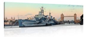 Obraz nádherná loď na řece Temže v Londýně - 150x50 cm