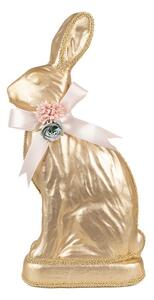 Dekorace zlatý králík s růžovou mašlí Fancy - 22*8*40 cm - Clayre & Eef