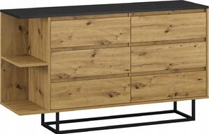Komoda se 6 zásuvkami na pdních nokách artisan black