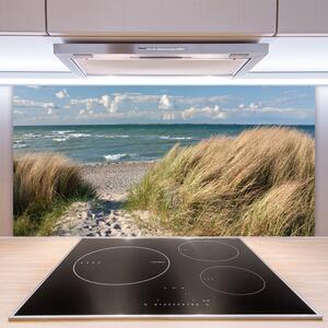 Skleněné obklady do kuchyně Pláž Moře Tráva Krajina 125x50 cm