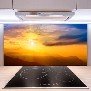 Skleněné obklady do kuchyně Hory Slunce Mraky Krajina 125x50 cm