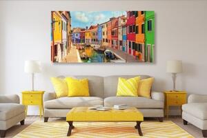 Obraz pastelové domečky v městečku - 100x50 cm