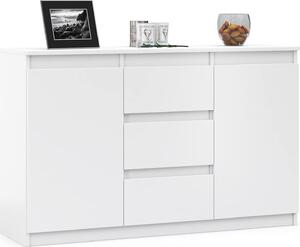 VBChome Komoda se 3 zásuvkami a 2 dvíky 120 x 35 x 75 cm Bílá Komoda bez úchytek Víceúelová skíka do pedsín Lonice Obývací pokoj Dtský pokoj