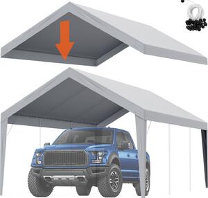 VEVOR garáový stan, 3,6 x 6 m, garáový stení stan, krycí plachta, nepromokavá a chránná proti UV záení, snadná montá pomocí napínacích popruh, edá barva (pouze stení kryt, rám není souástí dodávky)
