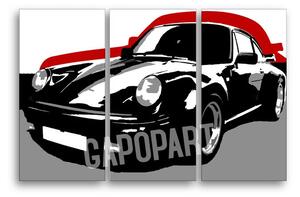 Ručně malovaný obraz POP Art s motivem PORSCHE 911, 3 díly, por5