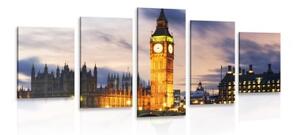 5-dílný obraz noční Big Ben v Londýně - 100x50 cm