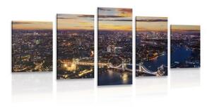 5-dílný obraz letecký pohled na Tower Bridge - 100x50 cm