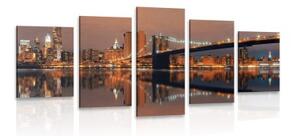 5-dílný obraz odraz Manhattanu ve vodě - 100x50 cm