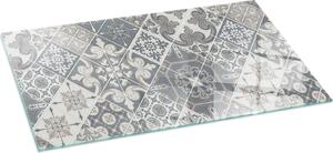 Sklenná podlahová deska 100x50 cm - Krbová deska sklenná - Krbová deska sklenná - Ochranné sklo - Ochranná deska proti jiskrám - Sklenná podlahová deska neholavá - Tepelná ochrana - Ochrana podlahy ze skla - Dekorativní mozaikový vzor