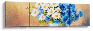 Malovaný obraz vázy květin (170x50 cm)