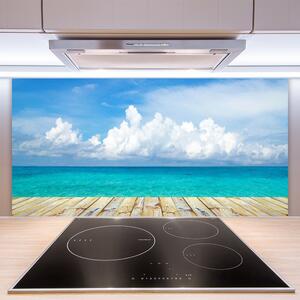 Skleněné obklady do kuchyně Moře Mraky Molo Krajina 125x50 cm