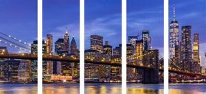 5-dílný obraz okouzlující most v Brooklynu - 100x50 cm