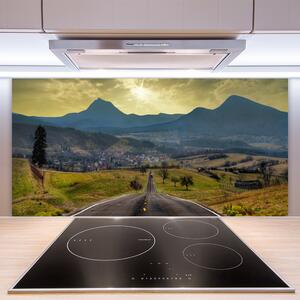 Skleněné obklady do kuchyně Cesta Hora Krajina 125x50 cm