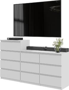 FURNICA - GABRIEL - Komoda s 10 zásuvkami (6+4) - bílá matná V92/70cm B160cm D33cm