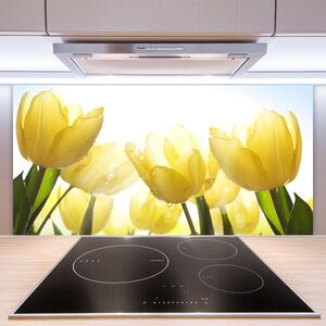 Skleněné obklady do kuchyně Tulipány Květiny Paprsky 140x70 cm