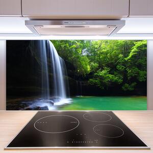 Skleněné obklady do kuchyně Vodopád Příroda Les Jezero 125x50 cm