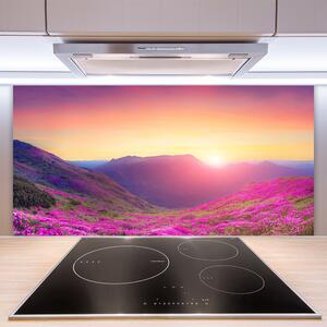 Skleněné obklady do kuchyně Slunce Hory Louka Příroda 140x70 cm