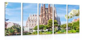 5-dílný obraz katedrála v Barceloně - 100x50 cm