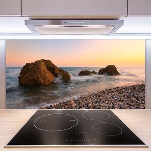 Skleněné obklady do kuchyně Pobřeží Moře Vlny Skály 140x70 cm
