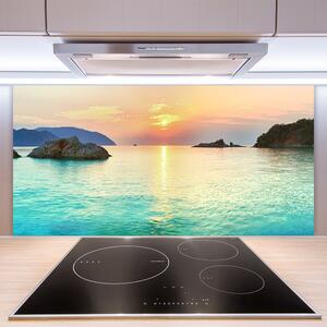 Skleněné obklady do kuchyně Slunce Skály Moře Krajina 125x50 cm