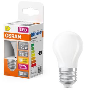 Mini LED matná stmívatelná žárovka E27 2,8 W CLASSIC P, teplá bílá OSRAM