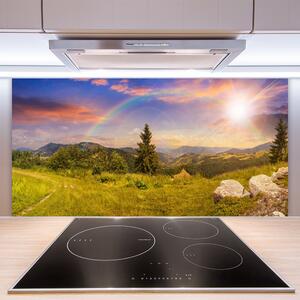 Skleněné obklady do kuchyně Hory Louka Kameny Příroda 140x70 cm