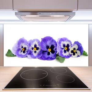 Skleněné obklady do kuchyně Plátky Květ Macešky 125x50 cm