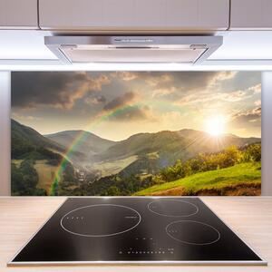Skleněné obklady do kuchyně Louka Hory Západ Slunce 125x50 cm