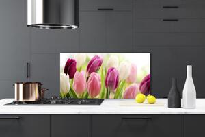 Skleněné obklady do kuchyně Tulipány Květiny Příroda Louka 125x50 cm