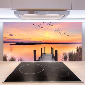 Skleněné obklady do kuchyně Molo Západ Slunce Jezero 125x50 cm