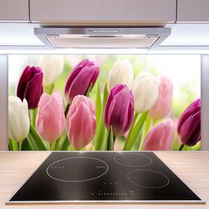 Skleněné obklady do kuchyně Tulipány Květiny Příroda Louka 125x50 cm