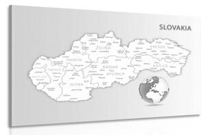 Obraz čiernobiela mapa Slovenskej republiky - 60x40