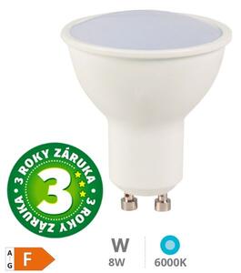 Prémiová LED žárovka GU10 8W 710lm studená, ekv. 53W, 3 roky záruka