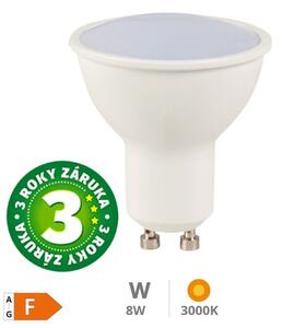 Prémiová LED žárovka GU10 8W 710lm teplá, ekv. 53W, 3 roky záruka