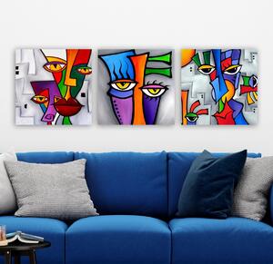 Hanah Home Sada obrazů ABSTRACT FACE vícebarevná