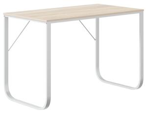Počítačový stůl bílý a dub 110 x 60 x 73 cm dřevotříska